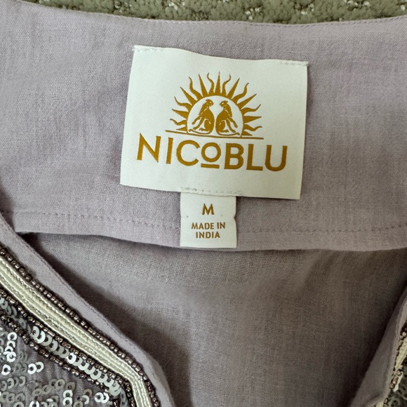 Nicoleblu Boho Beaded Tunic Top Lavender Sequin Embellished Medium - Picture 6 of 11
